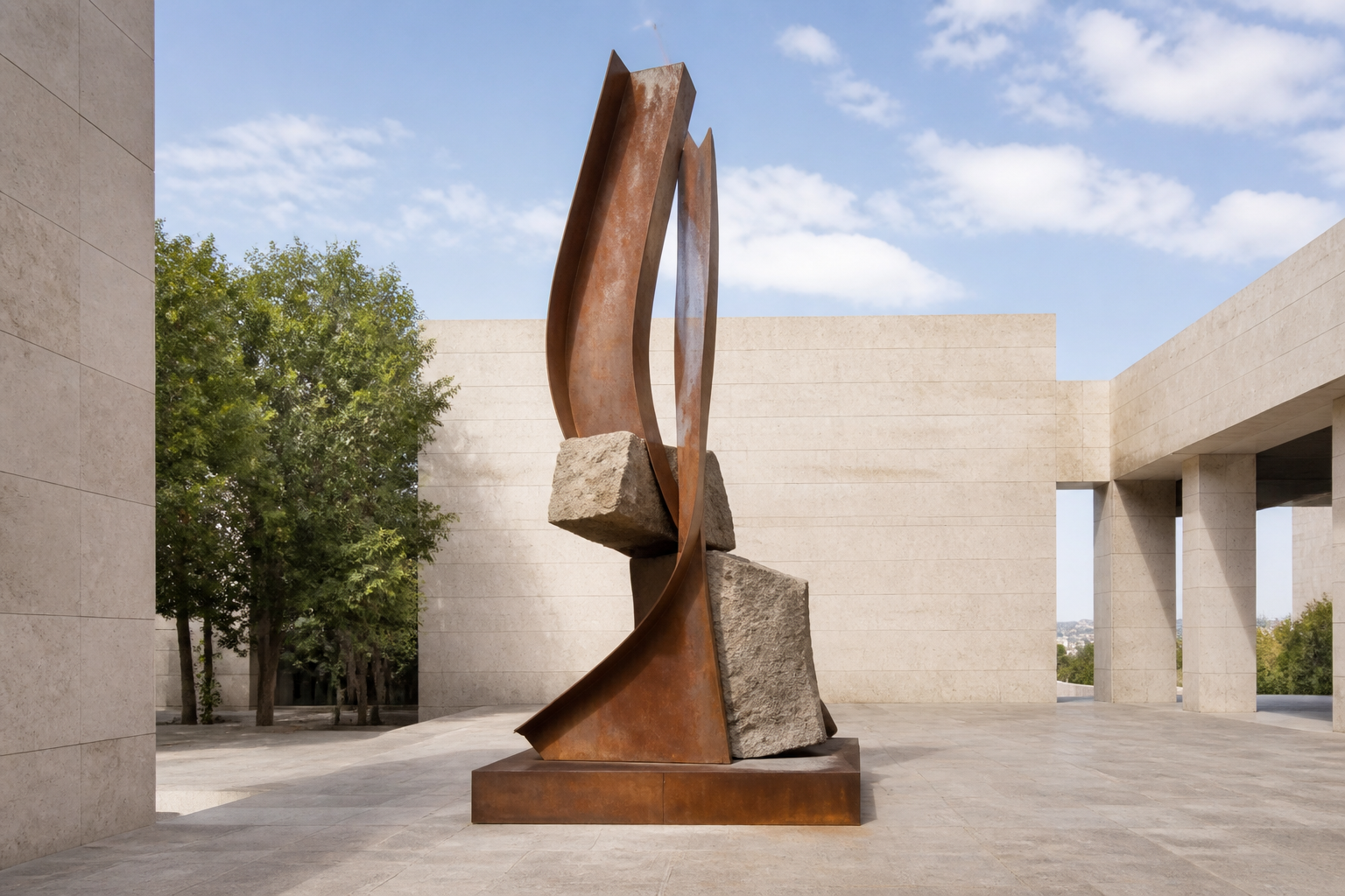 Sculpture logistics with specialised bracing and install