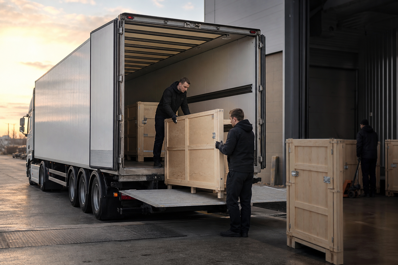 Road transport for art fair booth crates