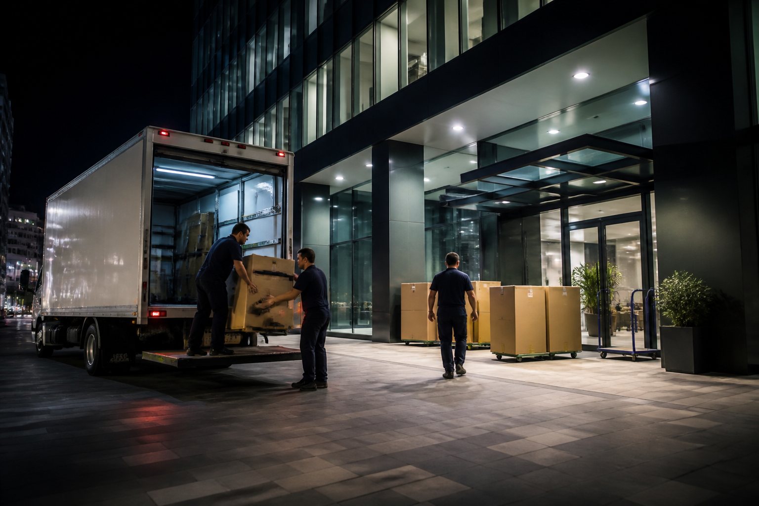 Office relocation transport and after-hours cutover